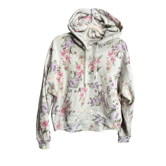 Gap x Loveshackfancy Floral Logo Cropped Hoodie XS Coquette Soft Ballet Babydoll - Picture 1 of 12